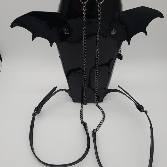 Betsey Johnson Kitsch Bat To The Bone Black Coffin Backpack Halloween Spooky
